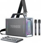 YEAHBOX Thunder 500 peok&otilde;larid - 200W maksimaalse v&otilde;imsusega Bluetooth PA s&uuml;steem kahe traadita mikrofoniga, DSP helikaardiga, LED-valgustusega ja 10h taasesitusajaga, kaasaskantav &otilde;ues, kodus ja Ver