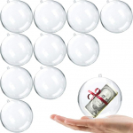 Jishi Pack of 10 Clear Plastic Fillable Ornaments for Crafts, 80mm, J&otilde;ulukaunistused, Baubles, L&auml;bipaistev akr&uuml;&uuml;l, DIY Ornaments, J&otilde;ulupuu kaunistused, rippuvad j&otilde;ulukaunistused,
