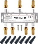 TronicXL 6-Way Satellite Splitter + ilmastikukaitse + F-liitmik I Splitter Soft DVBT DVBT2 DVBC Antennid TV Splitter HDTV 6x TV Full HD Switch 6 x Six Digital 3D 4K HD
