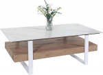 Mendler HWC-L88 kohvilaud 43 x 120 x 60 cm Sinterkivi marmorist valge puit naturaalne