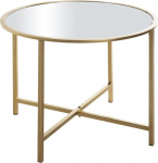 HAKU &Uuml;mmargune k&uuml;ljelaud Kuldne metallist peegel 5 mm Diivanilaud &Uuml;mmargune kohvilaud M&otilde;&otilde;tmed H 45 x l&auml;bim&otilde;&otilde;t 60 cm Stiil: Stiil: Art Deco