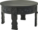 Wohnling Design kohvilaud 60 x 36 x 60 cm Mango t&auml;ispuidust diivanilaud &Uuml;mmargune must elutoa laud Puidust salongilaud T&auml;ispuidust elutoa laud Idamaine kohvilaud Lounge laud