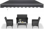 Alumiiniumist markiis, k&auml;sitsi liigendatav markiis, p&auml;ikesemarkiis, p&auml;ikesemarkiis, markiisikate, klambrimarkiis, UV-kindel, vetth&uuml;lgav (360 x 300 cm, tumehall)