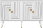 Elegantne konsoollaud, valge ja kuldne, 120 x 80 x 30 cm, 100% melamiiniga kaetud puitlaastplaat, 18 mm paksune, stiilne hoiualus kaasaegsesse koju.