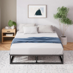 ZINUS Joseph 25 cm metallraamiga voodi | Lamellistega raam | Puidust lamellitugi | Voodi all hoiuruum | 100 x 200 cm | Must | must