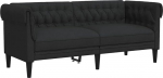 vidaXL Chesterfield diivan 2-kohaline, diivan koos k&auml;etugede seljatoe tugijalgadega, polsterdatud diivan elutuppa, diivanikomplekt, kaasaegne, must kangas