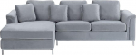 Oslo 4-kohaline nurgadiivan Velvet Grey koos Chaise Longue'ga Right Silver Stainless Steel Feet'iga