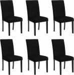 Uus Classic Furniture Celeste s&ouml;&ouml;gitoolide komplekt 6-st 100% pol&uuml;estrist mustast sametist ja espresso jalgadega