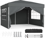 SONGMICS Gazebo 3 x 3 m koos k&uuml;lgseintega Kokkupandav Gazebo Garden Gazebo Party Tent Sun Shade Lightweight Rain Cover Portable for Yard Garden Market Party Dark Grey GCT104GZ01