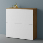 Mai & Mai m&ouml;&ouml;bli kapp 4 uksega hoiukapp Tammepuidust + valge Matt Sideboard kapp Mitmeotstarbeline kapp Laius 100 x 36,4 x 98 cm