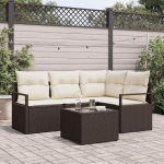Moderne Terrassenm&ouml;bel Garten Sofa Set 4 St&uuml;ck Outdoor Sofagarnitur mit Kissen aus Poly-Rattan in Schwarz und Creme