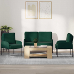 Bequemes Sofa mit Bullnose-Kissen und minimalistisches Design f&uuml;r das Wohnzimmer, Moderne 3-teilige Sofagarnitur mit Polyesterbezug, Sofa-Set 115 x 56 x 80 cm in Dunkelgr&uuml;n