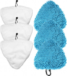Washable Long Lasting Tie Fixing Pack of 6 Steam Mop Replacement Pads (3 x Microfibre Pads, 3 x Coral Microfibre Pads) compatible with H2O H20 X5 and Vax Steam Cleaner