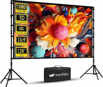 Wootfairy Projektor-Leinwand und St&auml;nder, 120 Zoll faltbare und tragbare Projektionsleinwand 16:9 4K HD R&uuml;ckseite Vorderseite faltenfreie Filmleinwand mit Tragetasche f&uuml;r Indoor Outdoor Heimkino