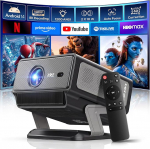 Xgody A8 projektor 4K kodukino Native FHD 1080P, 1200 ANSI Auto Focus, 6D Auto Keystone Correction, 20W HiFi k&otilde;lar, Android 14 WiFi Bluetooth kaasaskantav p&auml;evavalgusprojektor mobiiltelefonile, aeda