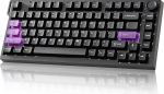 YUNZII RT75 PRO traadita m&auml;nguklaviatuur, Hall Effect mehaaniline kiire p&auml;&auml;stikuga klaviatuur Bluetooth/USB-C/2.4G 8KHz prooviv&otilde;tusagedus &128K skaneerimine, reguleeritav p&ouml;&ouml;rdnupp, RGB (must, magnetiline punane l&uuml;liti)