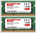 Komputerbay 8GB (2x 4GB) DDR3 SODIMM (204 pin) 1333Mhz PC3-10600 (9-9-9-25) S&uuml;learvuti s&uuml;learvuti m&auml;lu Apple Mac Mini jaoks