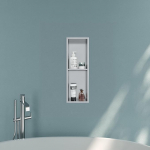 Qeke 304 roostevabast terasest seinas&uuml;vend, raamiga du&scaron;inurk, vannitoa hoiustamiseks m&otilde;eldud veepealne ni&scaron;&scaron;, veekindel s&uuml;vistatav ni&scaron;&scaron;, ei vaja plaatimist, kahekordne kiht, 20 x 60 cm, harjatud nikkel