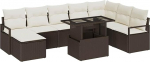 Rantry 9-teiliges Garten-Sofa-Set mit Kissen Braunes Poly-Rattan Gartenlounge Model3348874