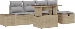 Rantry 6-teiliges Garten-Sofa-Set mit Kissen Beige Poly Rattan Gartenlounge Model3359867