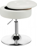 GIANTEX Makeup Stool 360&deg; p&ouml;&ouml;ratav ja 51-66 cm k&otilde;rguse reguleeritav, p&ouml;&ouml;rlev tool Ottoman eemaldatava salve ja hoiuruumiga, PU tool magamistuppa, elutuppa, baari (valge)