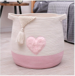 Lauatiiu Large Cotton Rope Basket, Woven Storage Basket for Toys, Laundry and Blanket Organiser, Round Gift Basket with Handles for Children's Room, D45 x H43 cm, Patented Product
