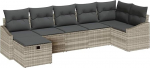 7-teiliger Garten Sofa Set mit Kissen Hellgrau Poly Rattan Gartenlounge Model3359301