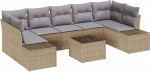 Rantry 8-teiliges Garten Sofa Set mit Kissen Beige Poly Rattan Gartenlounge Model3346980