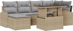 Rantry 7-teiliges Garten Sofa Set mit Kissen Beige Poly Rattan Gartenlounge Model3348676