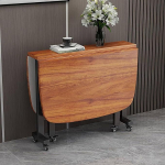 Moodne kokkupandav s&ouml;&ouml;gilaud Teardrop Leaf Design, pikendatav puidust liblikas laud reguleeritavatel universaalsetel ratastel, ruumi s&auml;&auml;stev k&ouml;&ouml;gi v&otilde;i magamistoa jaoks (pruun, 100x60cm)