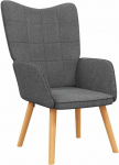 vidaXL Recliner Chair, Armchair with Steel Frame, Wooden Legs, Relaxing Chair, Upholstered Chair with Armrest, TV Chair, Living Room, Modern, Dark Grey Fabric
