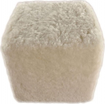 generisch Stool Ottoman Seat Cube Pouf Made of Real Lambskin Cream White with Wooden Frame