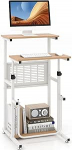 COSTWAY laud, reguleeritava k&otilde;rgusega arvutilaud, PC laud, seisev laud, s&uuml;learvuti laud koju ja kontorisse, 55 x 53 x 98 cm, tammepuust