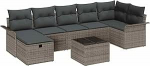 8-teiliges Garten-Sofa-Set mit Kissen Grau Poly Rattan, 2-sitziges Garten-Sofa mit Stauraum & Kissen Grau Poly Rattan Gartenlounge Model3360240