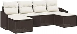 Rantry 6-teiliges Garten Sofa Set mit Kissen Braun Poly Rattan Gartenlounge Model3346828
