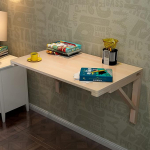 Schwebender, an der Wand montierter Klapptisch aus Naturholz, herunterklappbarer Schreibtisch f&uuml;r Home Office, K&uuml;che, Esszimmer, Arbeitszimmer, Schlafzimmer, Waschk&uuml;che, platzsparendes, komp