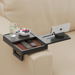 Wealone diivanivarre kandik koos 2 p&ouml;&ouml;rleva kandikuga, must reguleeritav diivanivarre klamberlaud koos hoiukasti ja 360 &deg; telefoni hoidjaga, diivanivarre laud suupistete, jookide, toidu jaoks