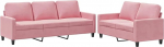 Tomostar Diivan-set f&uuml;r Wohnzimmer, 3-Sitzer und 2-Sitzer, 2-teilig, mit Kissen, Rosa, Samt