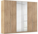 Rauch M&ouml;bel Alabama riidekapp, Sonoma tammepuust, l&uuml;kanduksega riidekapp, peegliga, 6 uksega, sisaldab 3 riidekorvi ja 6 riiulit, 271 x 229 x 54 cm (B x K x S).