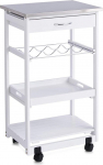 Zeller 13772 Kitchen Trolley with Stainless Steel Top / 47 x 37 x 82 White