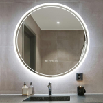 Ambienden &uuml;mmarguse l&auml;bim&otilde;&otilde;duga 80 cm LED valgustusega vannitoa peegel - uduvastane, 3-v&auml;rviline timmitav, puutetundliku l&uuml;liti, kellatemperatuuri ja m&auml;lufunktsiooniga, konksuga kinnitatav vannitoa jaoks.