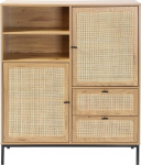 Calicosy Looduslik rotangist frontidega 2 ust 2 sahtlit 2 ni&scaron;&scaron;i eksootilises stiilis hoiukapp elutuppa s&ouml;&ouml;gituppa - 100 x 40 x 120 cm