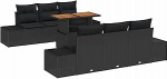 7-teiliges Garten Sofa Set mit Kissen Schwarz Poly Rattan Gartenlounge Model3358648