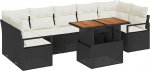 8-teiliges Garten Sofa Set mit Kissen Schwarz Poly Rattan, 2-Sitzer Garten Sofa mit Stauraum & Kissen Schwarz Poly Rattan Gartenlounge Model3358413