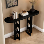 YITAYMLI Retro massiivpuidust konsool, kitsas k&uuml;ljelaud koridori v&otilde;i sissep&auml;&auml;suala jaoks, diivanilaud avatud riiuliga, dekoratiivne m&ouml;&ouml;bel, loominguline &otilde;&otilde;nes lauajalg (must, 130 cm / 51.2 tolli)