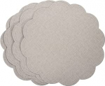 IWOWHERO 4 St&uuml;ck Teiliges PU Platzdeckchen rutschfeste Hitzebest&auml;ndige Tischsets in Grauer Blumenform Abwaschbar und Wasserabweisend f&uuml;r Indoor Outdoor esstisch Dekorativ und Pflegeleicht