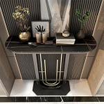 Generisch Moderner U-f&ouml;rmiger Konsolentisch - Schmaler Beistelltisch mit schwarzem Gestell f&uuml;r Wohnzimmer, Flur oder Sofa - Stilvolles und funktionales M&ouml;belst&uuml;ck f&uuml;r Ihre Wohnr&auml;ume