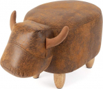 balvi La Vache Stool Brown in the Shape of a Cow Wooden Legs Faux Leather / Wood