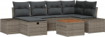 Rantry 7 Teiliges Garten Sofa Set mit Kissen Grau Poly Rattan Gartenlounge Model3359594