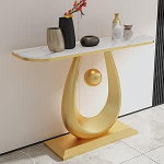 LUNAIZHUO Moderner Konsolentisch, Konsolentisch Schmal f&uuml;r den Eingangsbereich, Dekorative M&ouml;bel mit Stauraum f&uuml;r Wohnzimmer, Flur, Foyer(Gold,120cm/47in)